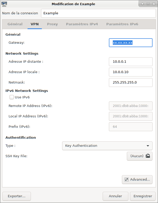 Fenetre principale de configuration